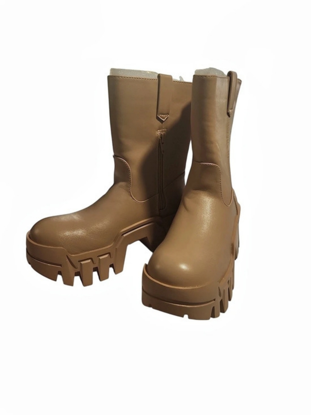 Lug Sole Tall Boots in Brown New